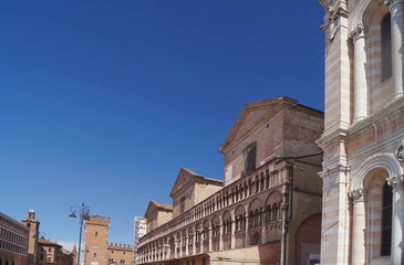 Fototapeta premium Detail of the cathedral of Ferrara, Italy