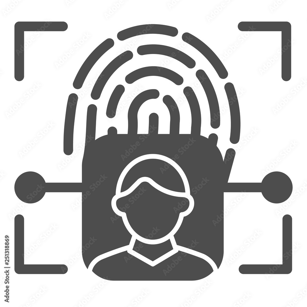 Aufkleber fingerprint user recognition solid icon. focus with fingerprint sensor vector illustration isolated 