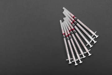 1-ml syringes isolated on a bright background