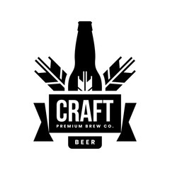Modern craft beer drink vector logo sign for bar, pub, store, brewhouse or brewery isolated on white background. Premium quality bottle logotype illustration. Brewing emblem t-shirt badge design.