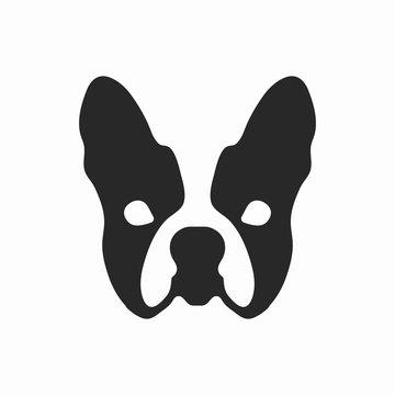 French bulldog face illustration in black and white color. 