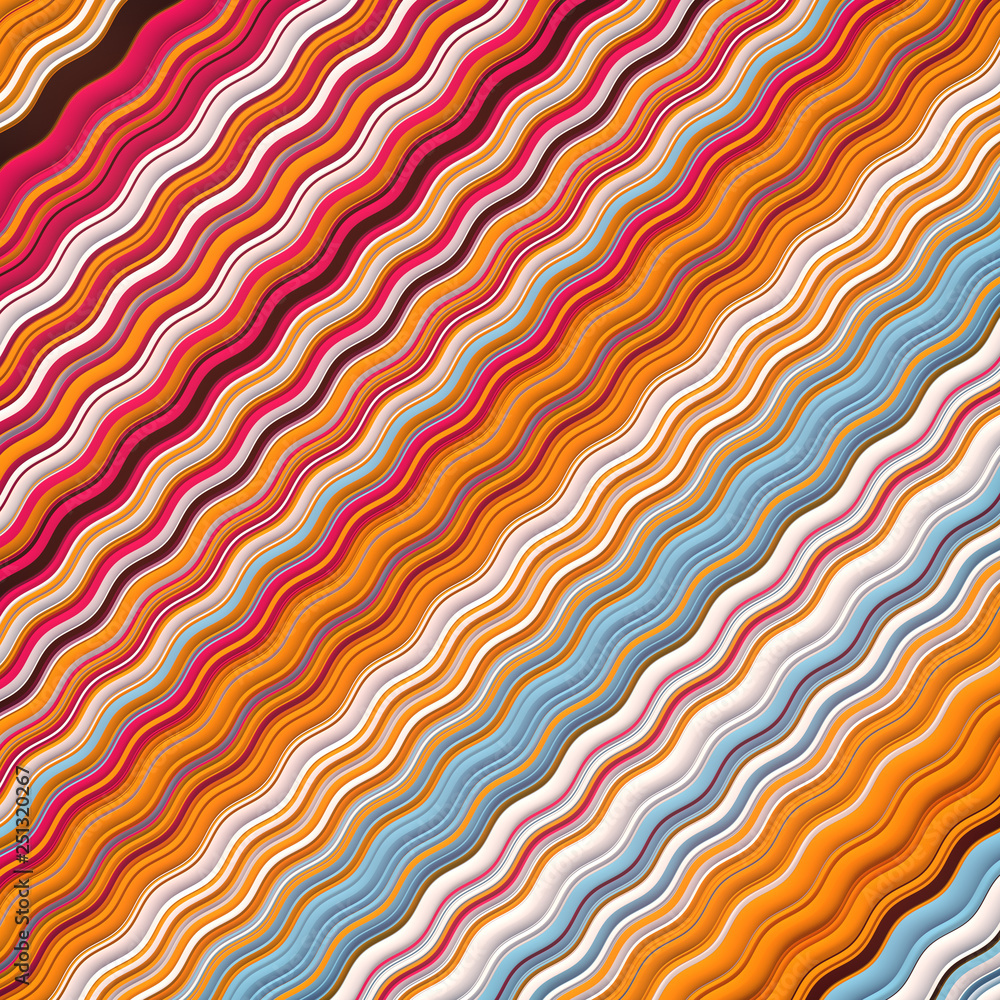 Aufkleber Colored Wavy Background. Dynamic Effect. Design Template. Modern Pattern. 3d rendering