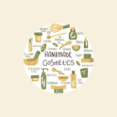 Naklejka premium Natural handmade cosmetics vector set.