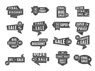 Promo tag badges. Sale and offers retail banners and labels vector black template. Illustration of promo offer, special advertising promotion
