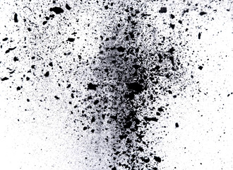 Black powder explosion on black background. Freeze motion.