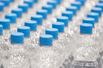 Many bottles of pure mineral water