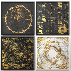 3D wall art, paintings with gold leaf