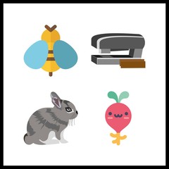 4 small icon. Vector illustration small set. stapler and bee icons for small works