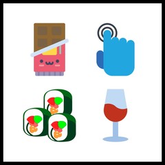 4 bar icon. Vector illustration bar set. wine glass and chocolate icons for bar works