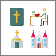 Fototapeta premium 4 christ icon. Vector illustration christ set. supper and bible icons for christ works
