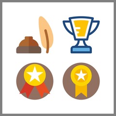 4 award icon. Vector illustration award set. trophy and medal icons for award works