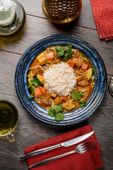 Indian chicken curry with rice