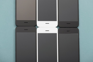 Black and white screens. Close-up