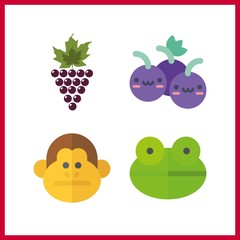 4 small icon. Vector illustration small set. monkey and grapes icons for small works