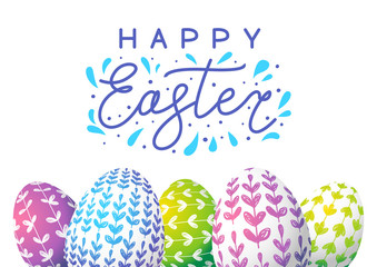 Easter eggs with floral ornate