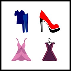 4 stylish icon. Vector illustration stylish set. shoe and dress icons for stylish works