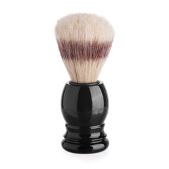 Classic shaving brush with raccoon fur isolated on white