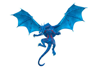 3D Rendering Fairy Tale Dragon on White