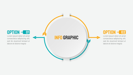Thin line infographic template with 2 option,  step, arrow. Vector linear element for business presentation.