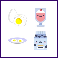 4 protein icon. Vector illustration protein set. milk and milkshake icons for protein works