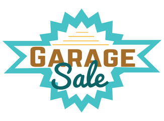 Garage sale sign advertising deals. Logotypes template with total sale vector illustration. Special offer and sell-out concept. Isolated on white
