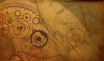Fototapeta na wymiar Steampunk compass, background, menu, old retro vintage, frame, cogs, canvas paper
