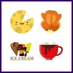 Fototapeta premium 4 gourmet icon. Vector illustration gourmet set. cheese and ice creams icons for gourmet works
