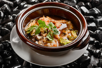 Ramen with seafood and vegetables