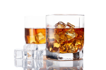 Glasses of whisky with ices