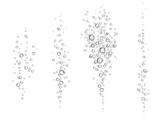 Underwater fizzy air bubbles on white  background.