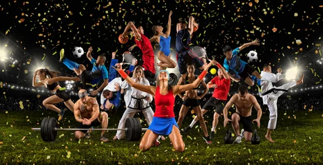 Foto op Canvas Huge multi sports collage taekwondo, tennis, soccer, basketball, etc © Andrey Burmakin