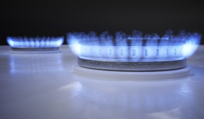 Blue flame from gas burner. 3D rendered illustration.