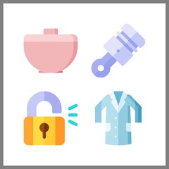 4 iron icon. Vector illustration iron set. crucicle and piston icons for iron works