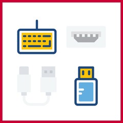 4 input icon. Vector illustration input set. pendrive and keyboard icons for input works