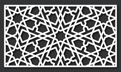 Decorative panel for laser cutting. Oriental geometric pattern.