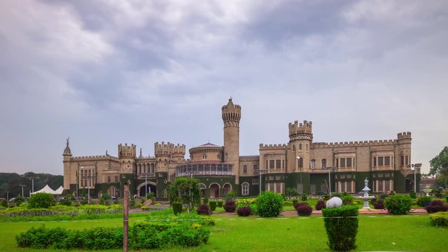 sunny day famous bangalore palace garden panorama 4k timelapse india