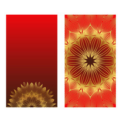 Luxury Card With Patterns Of The Mandala. Floral Ornaments. Islam, Arabic, Indian, Ottoman Motifs. Template For Flyer Or Invitation Card Design. Vector Illustration. Sunrise gold color