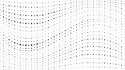 Halftone gradient pattern. Abstract halftone dots background. Monochrome dots pattern. Grunge wave texture. Pop Art Comic small dots. Radial twisted dots. Design for presentation, report, flyer, cover