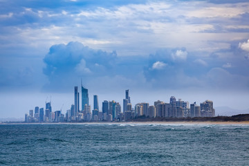Fototapeta premium Gold Coast high rise skyline viewed across the water