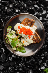 Seabass steak with cream sauce