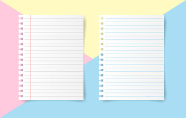 White note paper and space for text on pastel color background, Minimal concept