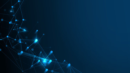 Abstract Technology Network Structure Background. Futuristic Plexus Effect or Molecules Structure with Polygonal Elements. Digital Computer Geometric Connection Structure Background.