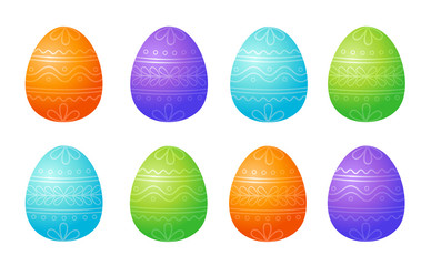 Easter eggs set isolated on white background