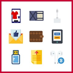 9 electronic icon. Vector illustration electronic set. email and usb icons for electronic works