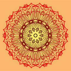 Vector Illustration. Modern Decorative Floral Mandala. Hand Drawn Background. Islam, Arabic, Indian, Ottoman Motifs. Sunrise color