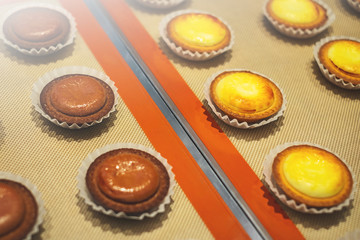 Fresh baked hot off the oven chocolate cheese tartlet