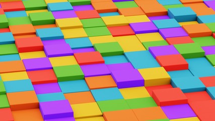3D rendered rainbow colored abstract cubes