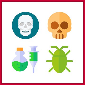 4 death icon. Vector illustration death set. poison and cockroach icons for death works