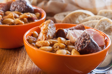 Bowl with fabada asturiana