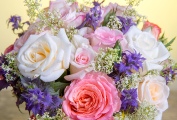 Luxury bouquet made of red roses in flower shop Valentines Bouquet of red roses